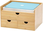 Bamboo Desk Drawer Organizer, Large Desktop Organizer with Drawers Tabletop Storage Organization Box for Office Home Toiletries Supplies Vanity, No Assembly Required (3 Drawer with Shelf) by Wisuce