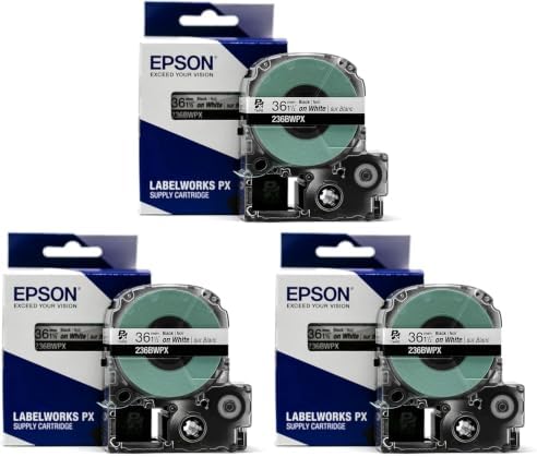 Epson LABELWORKS 236BWPX PET Tape Cartridge - Black on White Industrial Label Maker Tape - 1.5" (36MM) Wide, 30 ft (Pack of 3) by EpsonLABELWORKS