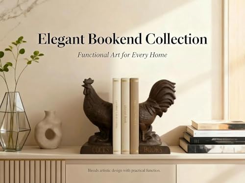 Comfy Hour 9.5 Inch Rooster Bookends, Farmhouse Decor, Set of 2 - Image 5