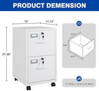 BYNSOE 2 Drawers File Cabinet with Lock Metal Vertical File Cabient with Wheels Mobile File Cabinet for Office Home Legal/Letter/a4 Size Require Assembly - Image 3