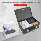 Fireproof Document Box with Key Lock, Portable Metal Safe Box with Carrying Handle to Secure Money, Jewelry, Document, Passport, Size 12.7 x 8.7 x 4.6 Inch - Image 7