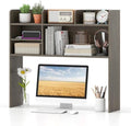 Tangkula Desktop Bookshelf for Computer Up to 32”, 37” Countertop Storage Hutch with 6 Storage Shelves, 3-Tier Desktop Organizer Display Rack, Wooden Desk Hutch for Dorm Home Office (Grey,6 Shelves) by TANGKULA
