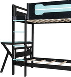Polibi Twin Over Twin Bunk Bed with 2 Built-in Gaming Desks, USB Charging Ports & Pegboard Organizer, E-Sports Gaming Bed Frame for 2 Kids/Teens, Blue (Twin Size) - Image 6