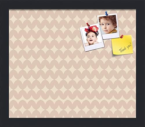 PinPix 14x12 inch Cork Bulletin Board. This Decorative Framed Pin Board Comes with Diamond Pattern in Light Pink and Cream Design and Satin Black. Ideal for Home, Office Decor or School (PinPix-294) by PinPixBulletinBoards
