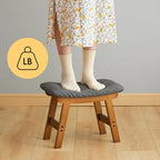 Foot Stool Ottoman Foot Rest Under Desk,Small Stool for Living Room, Bedroom and Kitchen (Brown Legs - Gray Stool Surface) - Image 4