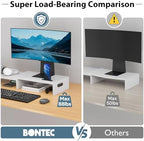 BONTEC Dual Monitor Stand Riser, Adjustable Length & Swivel Angle, White - Image 5