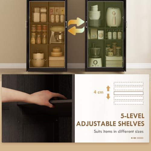 HOMCOM 71" Tall Kitchen Pantry Cabinet with 4 Adjustable Shelves Espresso - Image 5