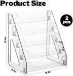 YEXEXINM 2 Pack 5 Tier Brochure Holder 12x13 Inch Acrylic Literature Display Stand Holds 3 Brochures in One Row Clear Pamphlet Holder Display Stand for Flyers Booklets Table Signs Office Store Home - Image 2