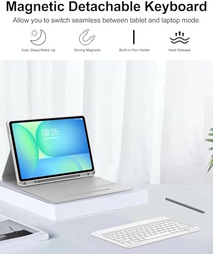Keyboard Case for Samsung Galaxy Tab S10 FE+ Plus 13.1'' 2025 Detachable Wireless Keyboard for Galaxy Tablet S10FE+ Case with S Pen Holder, Protective Folio for Samsung Tab S10 FE Plus Keypad, Grey - Image 3