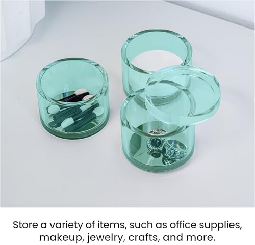 OfficeGoods 3-Tier Stackable Acrylic Holder, Green with Silver Metal Base - Image 3
