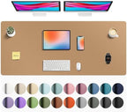 Aothia Faux Leather Desk Mat Mouse Pad, 55" x 24", Khaki by AothiaSimpleNaturalUnique