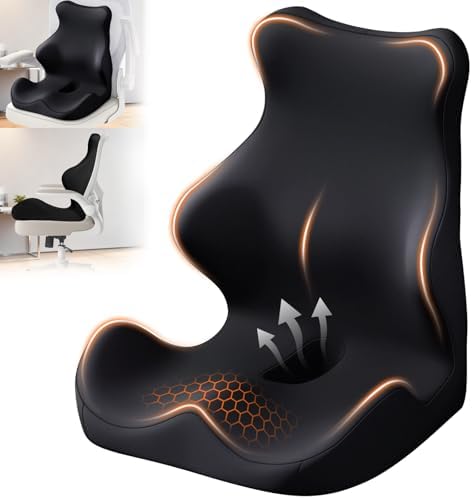 Seat Cushion with Back Support,Lumbar Support Pillow for Office Chair,office chair cushion for Sciatica and Hemorrhoid Relief,Tailbone Pain，Memory Foam Seat Cushion with L-Shaped Ergonomic Design by JIPORIER