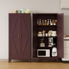 COFaR Metal Storage Cabinet with Shelves and Doors, 61in Tall, Walnut Red by COFAR