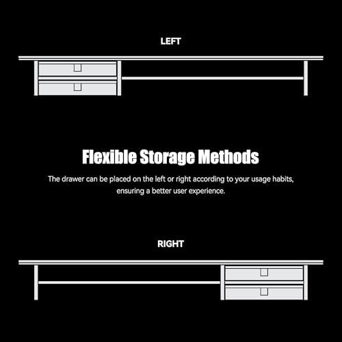 FENSULN Dual‑Tier Monitor Stand Riser with Drawers, Desktop Organizer Shelf Storage for Computer Screen 2 Monitors, Supports for PC Computer Monitor, Printer, Heavy TV Riser Brown and Black - Image 7