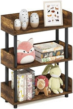Furinno TURN-N-TUBE Display Shelf, 3-Tier Storage Shelves with Side Panels, Open Shelves Book Shelf with Rounded Corner Top Edges, for Organization and Storage, Living Room, Home Office, Amber Pine by Furinno-FitsYourSpaceFitsYourBudget