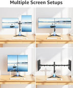 MOUNTUP Dual Monitor Stand - Freestanding & Height Adjustable Monitor Desk Mount, Steady VESA Mount Holds Max 17.6 lbs, Computer Monitor Stand for 2 Screens up to 27 inches, For Home Office - Image 6