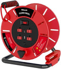 Extension Cord Storage Reel with 4-Grounded Outlet & 2 USB Port, 15A Circuit Breaker, Heavy Duty Open Cord Reel for 12/3,14/3 Gauge Power Cord, Hand Wind Retractable, ETL Listed Red R85CR06 by Wilawels