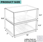 Prsildan Acrylic Makeup Organizer, 2 Pack Stackable Clear Storage Drawers for Baby Bottles Desk Organizers with 2 Drawers for Countertop Vanity Nursery Modular System for Cosmetics Jewelry - Image 3