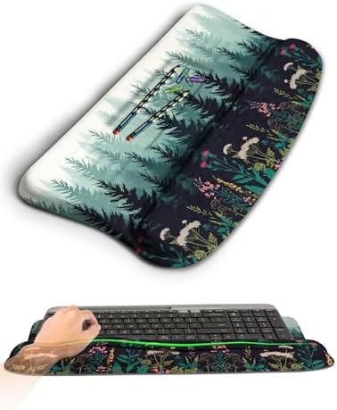 Ergonomic Wave Wrist Rest with Keyboard Stand, Cushioned Palm Rest, Comfortable Integrated Memory Foam for Natural Typing and Relieve Wrist Pain, Flower Sea Forest by KUOSGM