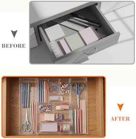 Briwooody Clear Acrylic Drawer Organizer Expandable,9 Compartments,Large - Image 5