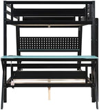 Polibi Full Over Full Bunk Bed with 2 Built-in Gaming Desks, USB Charging Ports & Pegboard Organizer, Heavy-Duty Gaming Bed Frame for Teens/Adults, Blue (Full Size) - Image 4
