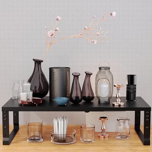 Jojocross Expandable Stackable Spice Rack Organizer for Kitchen Cabinet,Adjustable Counter Shelf, countertop, Pantry,Cupboard,Bathroom,Bedroom(3Packs/Black/Large) - Image 2