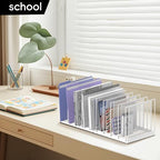 9-Section Desk File Organizer, Vertical File Holder, Mesh Desktop File Folder Metal File Organizer Stand for Office Home Classroom, White - Image 7