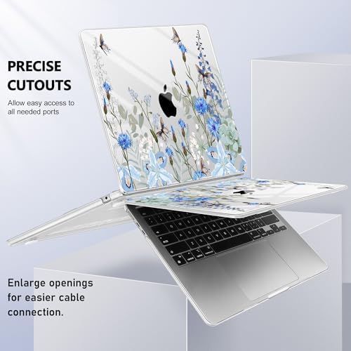 May Chen for MacBook Air 15 inch Case M5 M4 M3 M2 2026 2024-2023, Model A3448 A3241 A3114 A2941, Closes Seamlessly Hard Shell Laptop Cover with Keyboard Cover, Blue Flowers - Image 6