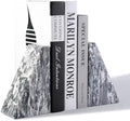 Koville Marble Bookends for Shelves, Large Bookends for Heavy Books, Natural Stone Book Stopper for Books CD Movies, Aesthetic Decorative Book Ends (Grey) by Koville