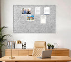 Large Cork Bulletin Board 48" x 36", Felt Pin Board, Silver Gray - Image 2