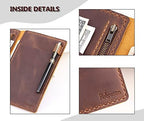 Server Book Organizer with Zipper Pocket, Genuine Leather Restaurant Guest Check Presenters Card Holder for Waitress, Waiter Accessories Fit Server Apron - Brown - Image 5