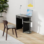 Furinno GO GREEN Desk, 31.5" Wide Gaming Desk with 2 Side Shelves and Storage Bins, Computer Desk, Office Desk for Home Office, Study Room, Dorm, Bedroom, French Oak - Image 2