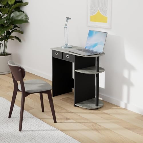 Furinno GO GREEN Desk, 31.5" Wide Gaming Desk with 2 Side Shelves and Storage Bins, Computer Desk, Office Desk for Home Office, Study Room, Dorm, Bedroom, French Oak - Image 2