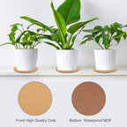 PATIKIL Cork Plant Coasters 8 Inch, 6 Pcs Absorbent Cork Plant Mats Thicken Cork Trivets for House Plants Indoor Outdoor Flower Pots,Drinks,DIY Craft - Image 3