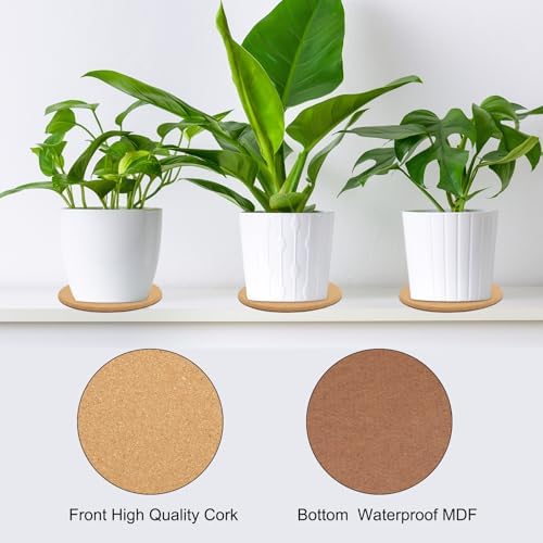 PATIKIL Cork Plant Coasters 8 Inch, 6 Pcs Absorbent Cork Plant Mats Thicken Cork Trivets for House Plants Indoor Outdoor Flower Pots,Drinks,DIY Craft - Image 3