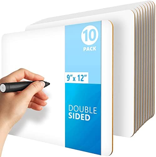 10 Pack 9x12 Small White Board for Students - Small Dry Erase Boards - Double Sided Mini Whiteboard - Smal Whiteboards Lapboards - Personal Dry Erase Board Kids - Mini White Boards for Classroom by Juzari