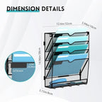 MHUD 5-Tier Wall File Organizer and Mail Organizer with 5 Hooks, 2 Pack - Image 2
