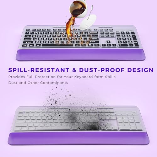 KOPJIPPOM Silent Wireless Keyboard and Mouse Combo - Keyboard with Large Print Cover, 2.4GHz Full-Sized Ergonomic Keyboard with Wrist Rest and Mouse for Laptop, PC, Notebook, Desktop - Image 2