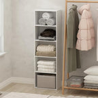 Furinno Reed Closet Organizers and Storage, 5-Tier Closet Organizer, Open Shelf Closet Storage, for Wardrobe, Bedroom, Living Room, White by Furinno-FitsYourSpaceFitsYourBudget