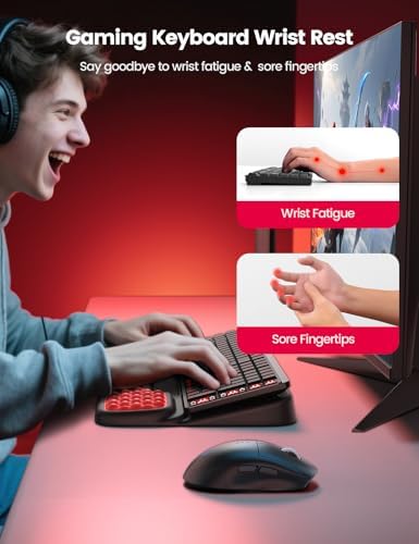 Vaydeer Keyboard Stand with Wrist Rest, Gaming Wrist Support Pad, Ergonomic Hand Rest Arm Soft Memory Foam for Palm Typing Comfort, Tilt Keyboard Riser Holder Lift Computer Desk Accessory Office Home - Image 2