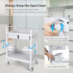 Medical Mobile Trolley Cart 2-Shelf 220 LBS Max Load Rolling Utility Cart - Image 5