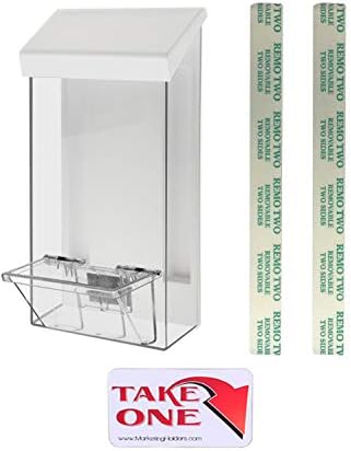 Marketing Holders Outdoor Brochure Holder for 4" x 9" Rack Cards and 3.5" x 2" with White Lid Wall Mount Outside Bin Business Cards Signs or Real Estate Box for Literature Clear Acrylic by MarketingHolders