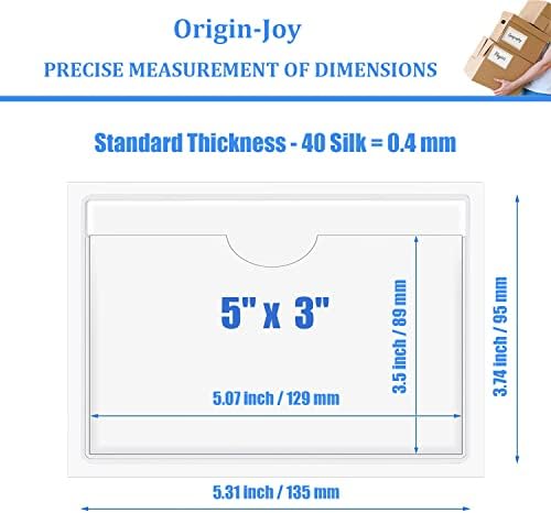 Origin-Joy 35 PCS Self Adhesive Index Card Pockets with Top Open, Clear Plastic Label Holder for Notes, Library and Business, Adhesive Label Pockets & Holder (5 x 3 inch) - Image 2