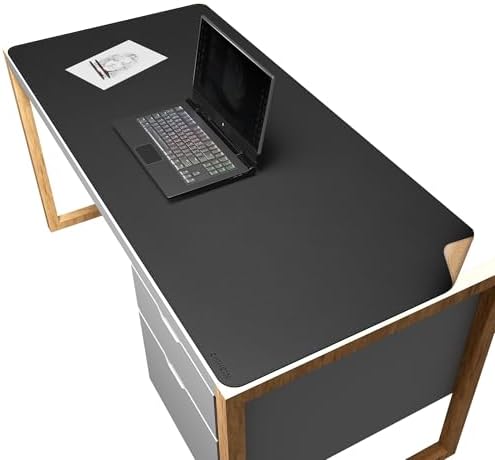 Chihein 51” x 24” Cork & PU Leather Desk Mat (Black) - Large Mouse Pad, Double Sided Waterproof Desk Pad Protector for Gaming, Office, Home by Chihein