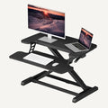 SANODESK Standing Desk Converter 28" Desk Riser for Home Office, Compact Sit Stand Desktop Workstation for Laptop & Monitor, Ergonomic Height Adjustable Riser, Black by sanodesk
