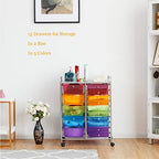 Giantex 15 Drawer Rolling Storage Cart Tools Scrapbook Paper Office School Organizer, Multicolor - Image 4