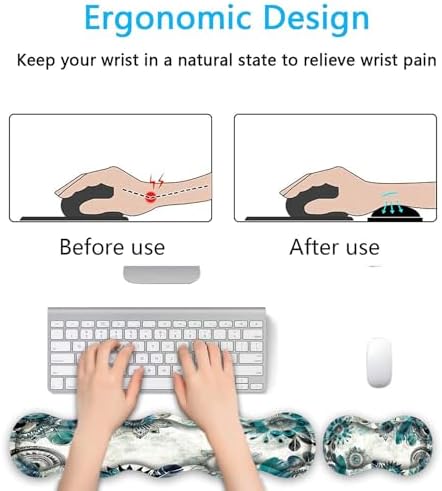 Keyboard Wrist Rest Set,Memory Foam Wrist Support Mouse Pad,31.5"x11.8" Desk Mat for Comfortable Typing & Pain Relief,Non-Slip Base for Office & Home Use - Abstract Flower - Image 4