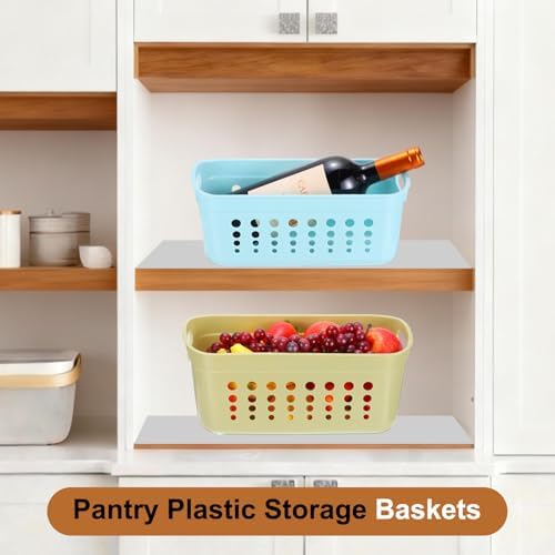 uxcell 2Pack Pantry Plastic Storage Baskets, 15.55x7.87x7.6 Stackable Organizer Container with Handle Organization Bins for Shelves Bathrooms Bedrooms Closet Desktop Cabinets, Blue - Image 5
