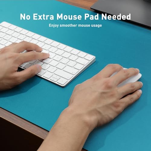 Aothia Faux Leather Desk Mat - Non-Slip PU Leather Desk Blotter, Waterproof Writing Surface, Large Desk Pad for Office & Home (Turquoise, 55" x 17") - Image 4