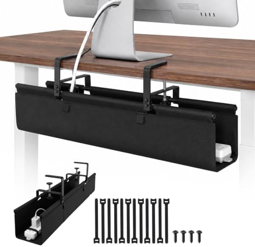 No Drill Under Desk Cable Management Tray, 28 Inch, Black by Keemute